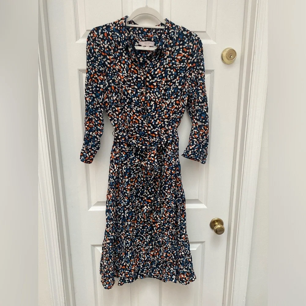 Hobbs of London Multicolor Dots 3/4 Sleeve “Alex” Dress - Size 14